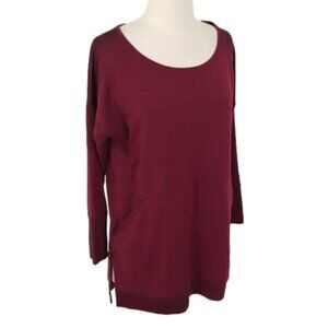 NESH Burgundy Wine French Terry Pullover Top S